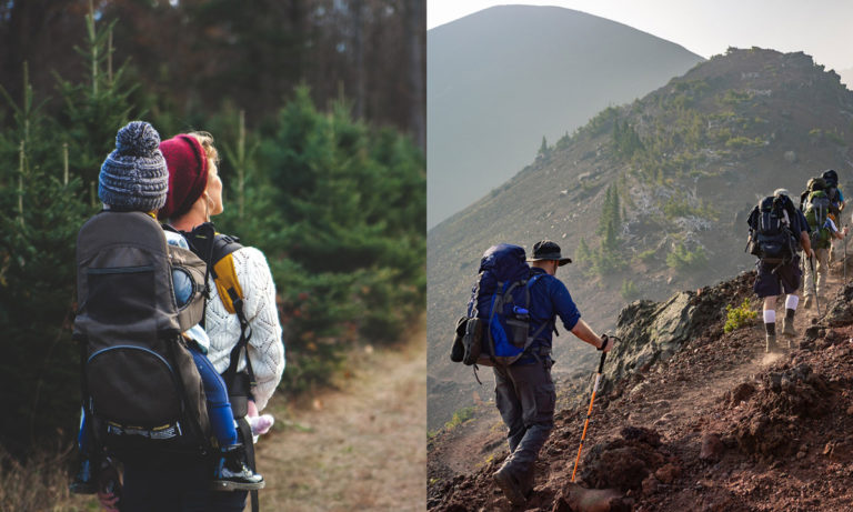 Hiking vs trekking featuring two groups exploring the world